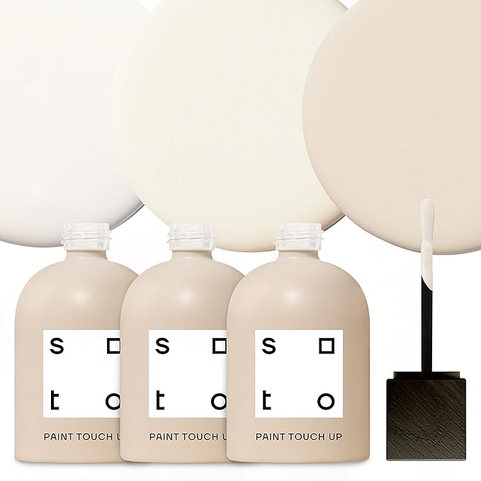 soto Paint Touch Up, Set of 3, 1.5oz Multi-Surface, Matte Finish (Off-Whites) - White Scratch Repair for Furniture, Walls, Cabinets, Trim, Doors, Indoor/Outdoor