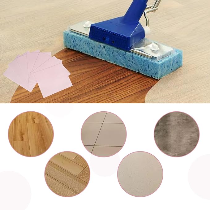 Floor Cleaning Tablets Sheets, Method Hardwood Floor Cleaner and Polish Pack of 300, Concentrate Mild Scent For RV Wall Tiles, Hardwood, Laminate Floor, Pink