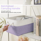 Large Storage Baskets- 15.7x11.8x8.26 inch Storage Bins for Shelves and Closet Organizing, Foldable Fabric Bin for Home Organization Clothes and Laundry (6-Pack, White&Purple)