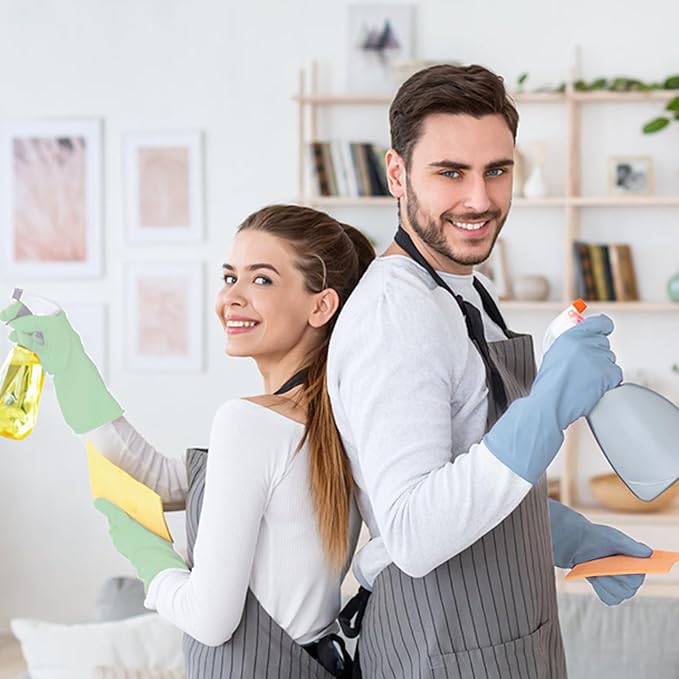 Rubber Kitchen Dishwashing Gloves - 4 Pairs Colorful Reusable Household Cleaning Gloves For Washing Dishes And Cleaning Tasks，Flexible And Durable Waterproof (Small, Dark Green+Blue+Green+Gray)