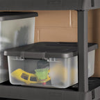 Sterilite 6-Pack ShelfTote, Clear Plastic Storage Bins with Lids, 25 Quart, Gray - Stackable Organizing Container Boxes for Closet, Bathroom, and Office