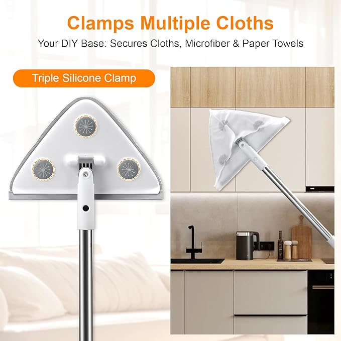 MUEE Window Cleaning kit, 3 in 1 Adjustable Window Washing Squeegee Kit with Extension Pole, Squeegee Window Cleaner Tool with 6 Replacement Pads, Wall Washer Cleaning Tool for Walls/Glass/Window