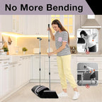 Broom and Dustpan Set, Long Handle Lightweight Dustpans with Broom Combo for Home, Indoor&Outdoor Sweeping for Home Room Kitchen Office Lobby (Charcoal)