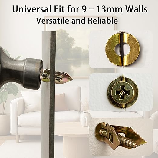 60 PCS Self Drilling Drywall Anchors Kit – 30 PCS Steel Anchor and 30 PCS zinc Screws for 3/8"–5/8" Walls, Easy No-Drill Install, High Strength for TVs, Shelves & Picture Frames