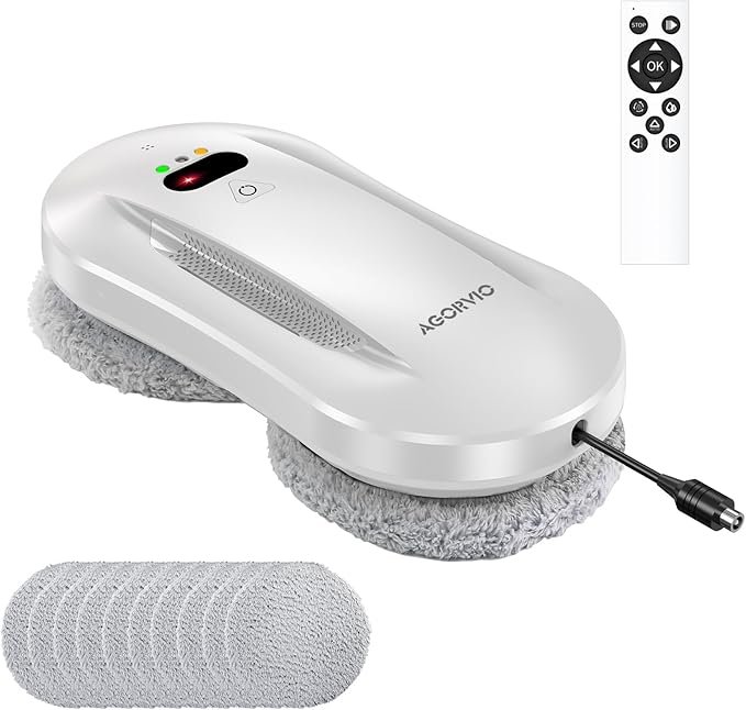 Window Cleaning Robot with Auto Water Spray & Smart Navigation, Automatic Window Cleaner Robot for Inside/Outside Glass with Triple Safety System, Edge Detection and Remote Control