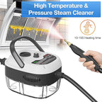 Handheld Steam Cleaner, 2500W Hand-Held High Pressure Portable Cleaning Machine with 3 Brush, High Temperature Steamer for Home Use, Kitchen, Furniture, Bathroom, Car (White)