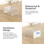 Foluck X-Large Shoe Storage Box, 15 Pack Clear Plastic Stackable Shoe Organizer for Closet, Interlocking Design Shoe Container Bins for Sneakers, Foldable Shoe Rack with Lids, White