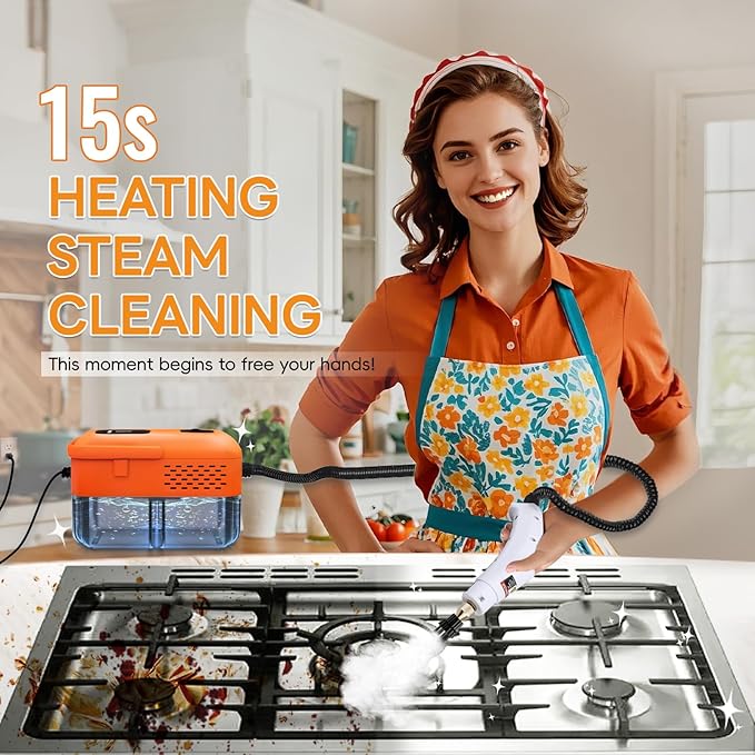 Heavy Duty Handheld Steam Cleaner for Home, 9 Gears Control Powerful Steamer for Cleaning with 14 Accessories, Multipurpose Steam Cleanr for Car, Upholstery, Kitchen, Windows, Grout & Pet Blanket