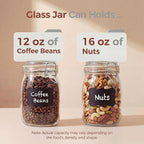HomArtist 32 oz Wide Mouth Glass Jars with Airtigh Lids, 4 Pack Glass Pickling Jars for Canning, Fermenting, Large Mason Storage Container for Coffee, Flour, Sugar, Pasta