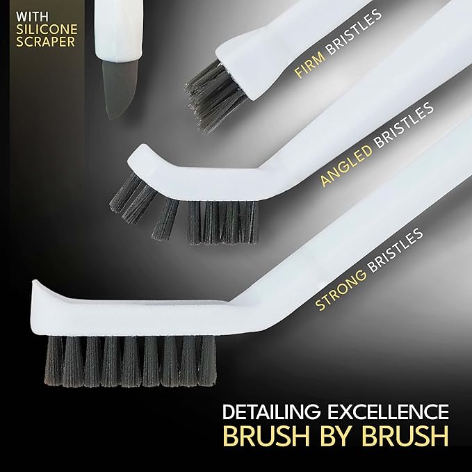 Grout Cleaning Brushes Set (3 Pcs) Deep Cleaner Multi-Purpose Stiff Bristle Brush, Cleaning Toothbrush for Cleaning Corners, Spaces, Tile, Shower, Window & Door Track, Floor, Juicers and Tight Spaces