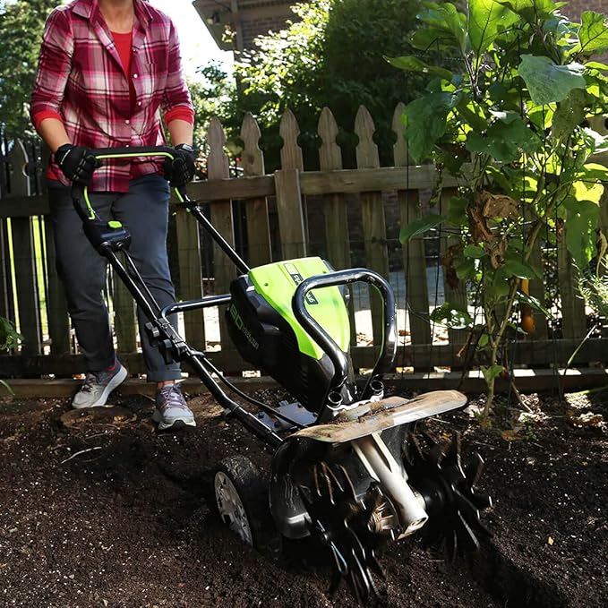 Greenworks Pro 80V 10 inch Cultivator with 2Ah Battery and Charger, TL80L210, Black And Green