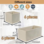 Fordonral Drawer Organizer Clothes, Foldable Fabric Dresser Organizer Closet Organizers and Storage Box for Underwear,Folded Clothes,Baby Clothing,Socks,Bra,Towels,Ties(6M+6S,Beige)