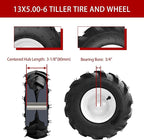(2 Pack) 13x5.00-6" Tiller Tire and Wheel-Heavy Duty,3/4" Axle & 3-1/8" Centered Hub, Compatible with Craftsman, Troy-Bilt, Lawn Tractors & Tillers – Replacement for Garden, Farm, Landscaping