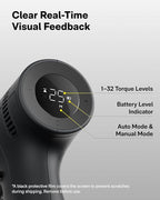 HOTO 25PCS Household Tool Kit with 16V Brushless Drill, 3/8” Keyless Chuck, Smart Display, 50 N·m Torque, 32 Torque Settings, LED Light, Includes Hammer, Wrench, Pliers, 8 x Drill Bits, 10 x Bits