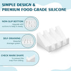 Self Draining Soap Dish Holder,Silicone Soap Dish,for Bathroom,Kitchen, Sponges，Can Extend Soap Life，Keep Soap Bars Dry and Easy Cleaning (White,2-Pack)