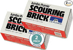 PUMIE Jumbo Scouring Brick for Large Surface Cleaning, Removes Lime, Scale, Rust, Calcium - Pool Pumice Stone Tile Cleaner, Barbecue Cleaning Stone, No Chemicals, Hand Safe, Pack of 2