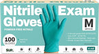 SUP Powder-Free Nitrile Gloves, 100 Count Food Safe Latex-Free Disposable Gloves for Medical Cooking Cleaning Food Prep, Teal