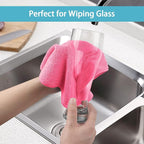 HOMEXCEL Pink Microfiber Cleaning Cloth, 8 Pack Cleaning Towels for Kitchen, Lint Free, Scratch-Free, Highly Absorbent, and Reusable Cleaning Rags for House, Window and Glass, Cars, 11.5 X11.5 inch