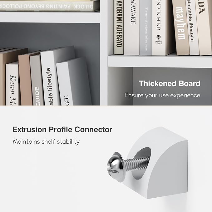 YESHOMY 8 Cube Bookcase, Open Frame 2-Tier Book Shelf, Bookshelf Storage Organizer with Adjustable Shelves for Organization, Room Decor, Milk White