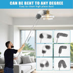Microfiber Duster Kit 36pcs with 30 to 100 in Extension Pole and Ceiling Fan Cleaner Duster, Washable and Bendable Feather Duster for Cleaning Ceiling Fans, High Ceilings, Blinds, Grey