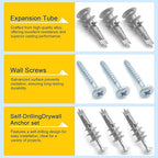 Self Drilling Drywall Anchors with Screws Kit Metal Wall Anchors for Drywall Dry Wall Anchors and Screws Kit 60Pcs Heavy Duty Sheetrock Anchors for Hanging Bathroom Kitchen Accessories