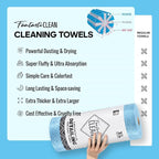 Fantasticlean XL Tear-Away Microfiber Cleaning Cloth Roll, 16'' by 16''- 36 Sheets, Thick & Large Detailing Towels, Ultra Absorbent, Lint-Free Reusable Wipes for Home, Car or Outdoor (Glossy Blue)