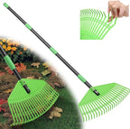 Adjustable 80'' Garden Rake with Metal Handle – Plastic Head Gentle on Grass for Cleaning Leaves, Pine Needles & Lawn Debris, Lightweight Yard Rake for Women, Seniors & Kids