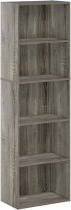 Furinno Luder Bookcase / Bookshelf / Storage Shelves, 5-Tier, French Oak