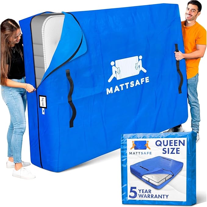 Nordic Elk Mattress Bags for Moving and Storage (Queen) Heavy Duty Moving Supplies, 8 Sturdy Handles, Strong Zipper, Mattress Cover Queen Size Bed Bags, Storage Cover Essentials Packing Protector