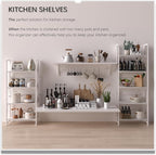 4NM No-Assembly Folding Bookshelf Storage Shelves 4 Tiers Vintage Bookcase Standing Racks Study Organizer Home Office (All White)