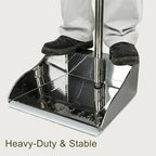 Metal Dustpan Long Handle Stainless Steel Dustpan,Heavy Duty Standing Dust Pan with Teeth, Indoor Outdoor Up for Home Kitchen Lobby Room Office