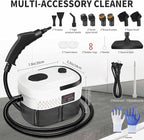 2025 Portable Handheld Steam Cleaner 2500W High Temperature Cleaning Steamer Machine for Car Detailing, 1200ml Large Capacity 3-Levels Adjustable Hand Held Steamer for Home, Car, Kitchen(White)