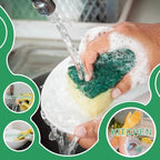 Cleaning Sponge,32 Pack Dual-Sided Dishwashing Sponge for Kitchen, Cleans Fast Without Scratching,Eco Safe on Non-Stick Cookware,Scrub Pads for Dishes,Pans All at Once
