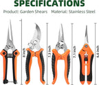 4 Pack Garden Pruning Shears, Stainless Steel Garden Shears, Gardening Shears, Garden Scissors, Clippers, Pruning Snips, Pruning Shears for Gardening Tools (Orange)