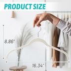 Sishynio Premium Velvet Shirt Hangers 50 Pack, Non-Slip 360° Swivel Hook Slim Flocked Coat Hanger, Space Saving Felt Hanger for for Tank Top, Blouses, Strappy Dresses(Beige)