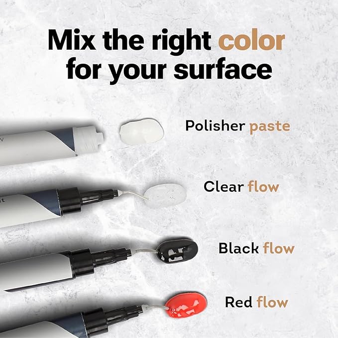 UBA Tuba & Black Stone Repair DIY Kit (Red, Black & Clear Color) - Ideal as Granite Repair Kit I Works Great as Quartz Countertop Repair Kit I Also for Ceramic, Tile and Porcelain Repair Kit