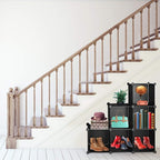 TUMUCUTE Cube Storage Organizer, 6-Cube DIY Plastic Closet Cabinet Modular Bookcase, Storage Shelves for Bedroom Living Room, Office, Black