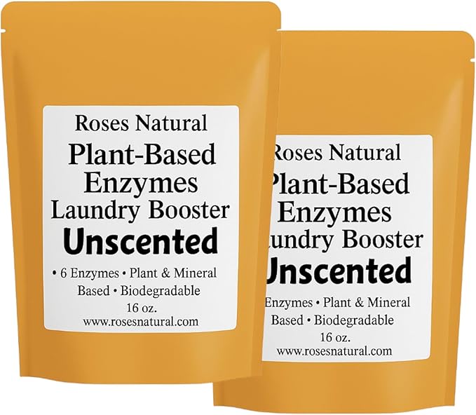 Plant-Based Enzymes Laundry Booster – Unscented | Advanced Enzyme Cleaner & Odor Remover | Powerful Stain Remover for All Fabrics | Biodegradable, HE Safe – 16 oz | Made in USA