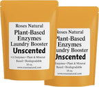 Plant-Based Enzymes Laundry Booster – Unscented | Advanced Enzyme Cleaner & Odor Remover | Powerful Stain Remover for All Fabrics | Biodegradable, HE Safe – 16 oz | Made in USA
