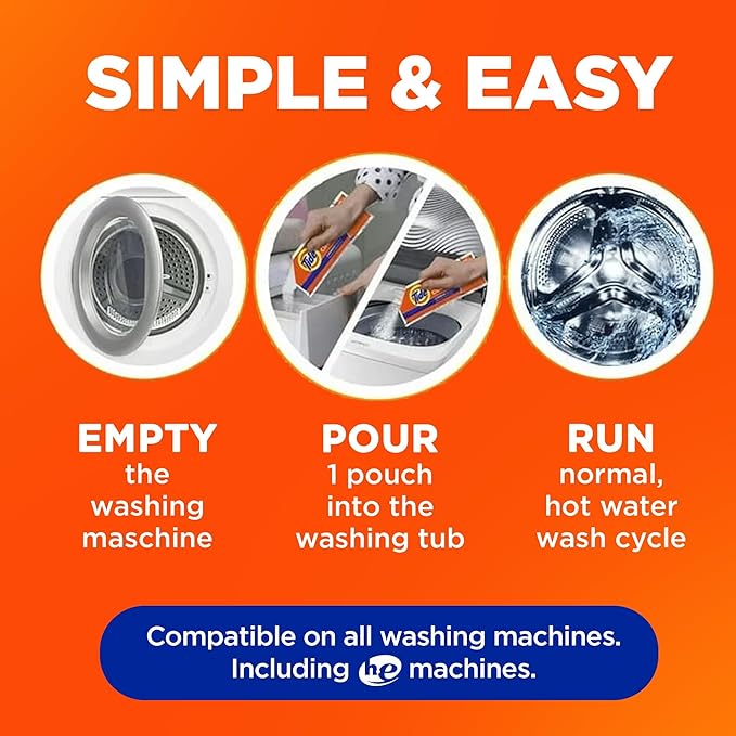 Washing Machine Cleaner by Tide, Washer Machine Cleaner with Oxi for Front and Top Loader Washer Machines, Deep Cleaning Odor Eliminator, 3 Month Supply