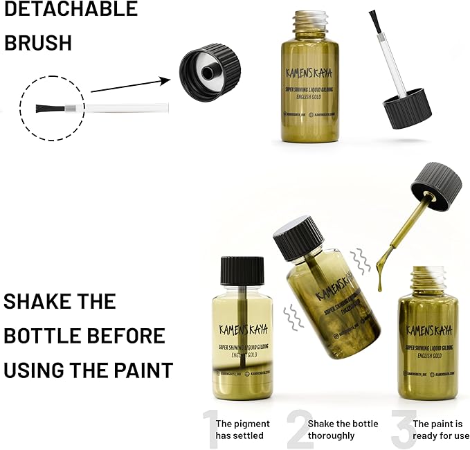 Liquid Gold Leaf Paint - Alcohol Based Fast Drying English Gold Liquid Leaf, 0.68 fl oz (20 ml)