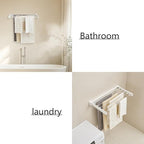 JOOM Laundry Drying Rack Collapsible, Wall Mounted Drying Rack, Clothes Drying Rack, Retractable Drying Racks, 27.5" Wide, 5 Aluminum Rods, 60 lb Capacity (White 27.5")