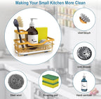 Vanwood Sponge Holder for Kitchen Sink Caddy Organizer With Brush Holder & Drain Tray, Rustproof Dish Soap Caddy for Counter - Storage & Home Accessories