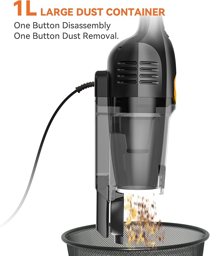 Vazone R6X Corded Stick Vacuum Cleaners for Home, 30000pa Powerful Suction Stick Vacuum with 16Ft Cord, 2 in 1 Lightweight Vacuum Cleaner for Hard Floor Pet Hair (Orange)