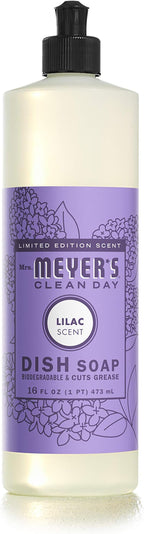 MRS. MEYER'S CLEAN DAY Liquid Dish Soap, Biodegradable Formula, Lilac, 16 fl. oz - Pack of 6