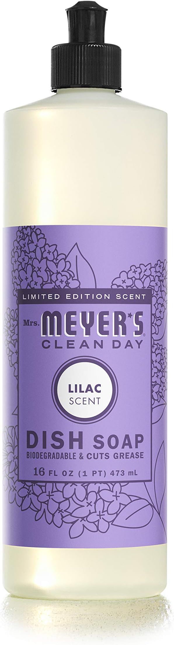 MRS. MEYER'S CLEAN DAY Liquid Dish Soap, Biodegradable Formula, Lilac, 16 fl. oz - Pack of 6
