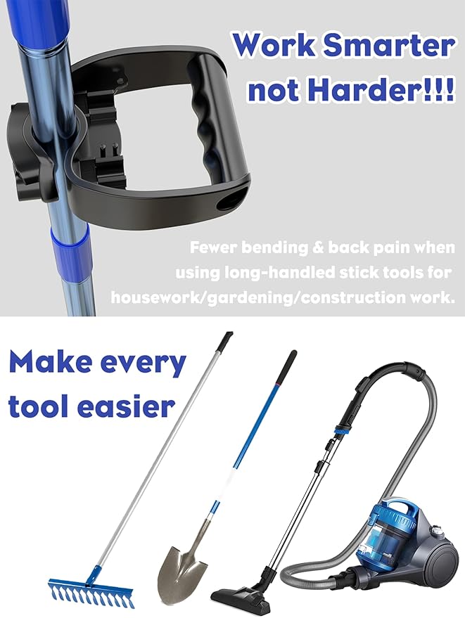 Garden Shovel Handle Attachment, Labor Saving Tool Grip for Back Saver, Work with Garden Shovels, Snow Shovels, Rakes, D Grip Ergonomic Handle Replacement, Black