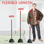 REAPALOT Multifunctional Garden Cleaning Shovel, 53.5inch Heavy Duty Flat Shovel, Stainless Steel Long Handle Lawn Edging Scraper, Outdoor Floor Scraper for Weeding and Snow Ice Removal - Black Red