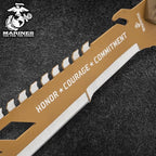 USMC Desert OPS Sawback Machete with Shoulder Strap Sheath - Officially Licensed By United States Marine Corps, Stainless Steel Blade, Non-Reflective Finish, ABS Handle - For Outdoors Job - Length 24"