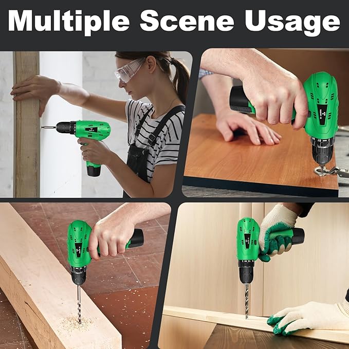 Tegatok Cordless Drill Set,12V Power Drill Set with Battery and Charger, Electric Driver Drills Bits, 3/8'' Keyless Chuck,18+1 Torque Setting with LED Electric Drills Set